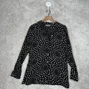 Kate Hill‎ Lord & Taylor Black & Tan Silk Tie Blouse - Size 8